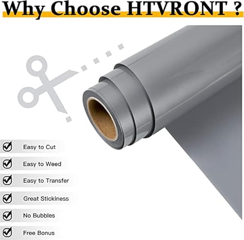 Htvront Htv Vinyl Rolls Heat Transfer Vinyl - 12" X 15Ft Silver Htv Vinyl For Shirts, Iron On Vinyl For All Cutter Machine - Easy To Cut & Weed For Heat Vinyl Design (Silver) #TOP1