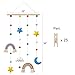 Dahey Hanging Photo Display with Pom Pom Rainbow Decoration Cute Wall Haing Picture Organizer Boho Home Decor Collage Picture Frames for Nursery Baby Kid Room Bedroom Dorm, 25 Wooden Clips