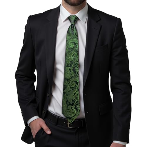 Image of Hi-Tie Men's Silk Ties Formal Woven Classic Necktie Pocket Square Cufflinks Lapel Pin Set Wedding Business
