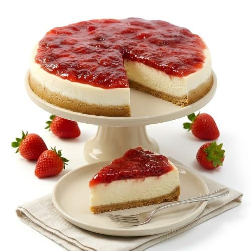 ANDY ANAND CHOCOLATIER Exquisite 9' Strawberry Cheesecake of Fresh, Amazingly Delicious, Handcrafted Delight with Real California Cream Cheese & Natural Ingredients, Perfect for Gifting (3.4 lb)