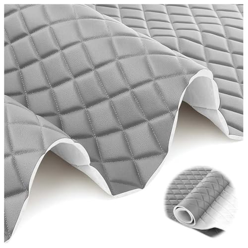 Tela De Cuero Para Tapizar 63 Pulgadas De Ancho Tela De Cuero Acolchado Manualidades, Tela De Cuero Para Manualidades Tela De Cuero Sintetico Por Polipiel Vinilo Coj(Light grey,1.6X6m)