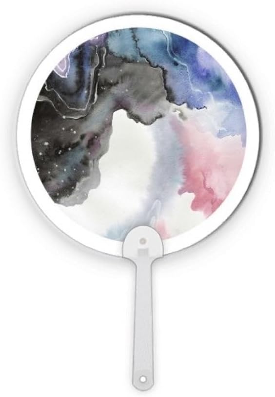 DIYthinker Watercolor Ink Shading Plastic Round Handheld Fan Decorations Craft