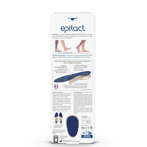 EPITACT | Semelles Thérapeutiques Jambes Légères | Soulagent les Jambes Lourdes et Douloureuses Dès 2 Jours | Stimulent la Circulation Sanguine dans les Jambes | Effet Massant (M (39-41)) – vue 3