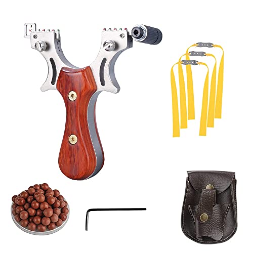 LUFEIS Steinschleuder Zwille, Zwille Steinschleuder Profi Jagd, Steinschleuder Profi Set für Jede Handgröße, mit 3 starkem Gummiband +100 St Rundkugeln + Tasche,für Jagd/Angeln/Zielspie