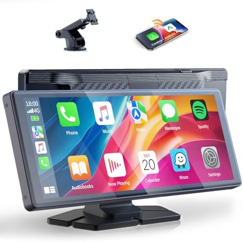 Volam 9.26 Zoll CarPlay Display,Tragbares Autoradios kompatibel mit Apple CarPlay&Android Auto,Car play IPS Touch Screen,Carplay Bildschirm mit siri/GOO-gle,GPS Navigation,Blue-too