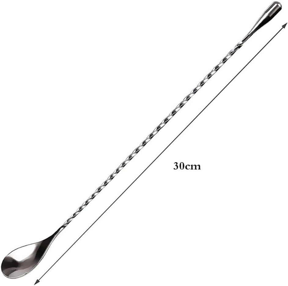 GSHLLO 2 Pcs 30cm Stainless Steel Cocktail Spoon with Spiral Handle Long Metal Coffee Stirrers Bartender Mixing Spoon Bar Drink Stirrer Iced Tea Stirring Sticks Cocktail Shaker Spoons