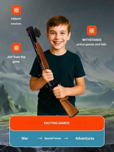 Image of SHAKTISM BB Bullet Gun Toy, Mechanical Pump-Action Shotgun, 65.5 x 4 x 7 cm, with 20 Plastic Bullets, Durable Plastic and Metal Construction