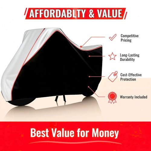 Image of Motorcycle Bike Body Cover for Outdoor Use - Heavy Fabric Water Resistant Two Wheeler Cover with UV, Dust & Rain Protection Compatible for Himalayan 450