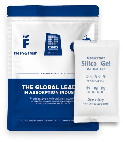 Image of Dry & Dry 500 Gram [10 Packets] Silica Gel Packets Desiccants, Silica Packets - Rechargeable Moisture Absorbers for Food Storage, Electronics, 3D Filament & Safes
