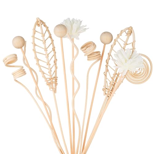 Reed Diffuser Stick,12Pcs 10Inch Natural Rattan Flower Reed Fragrance Diffuser Set, Fragrance Diffuser Replacement Rattan Sticks Home Decor (Primary Color)