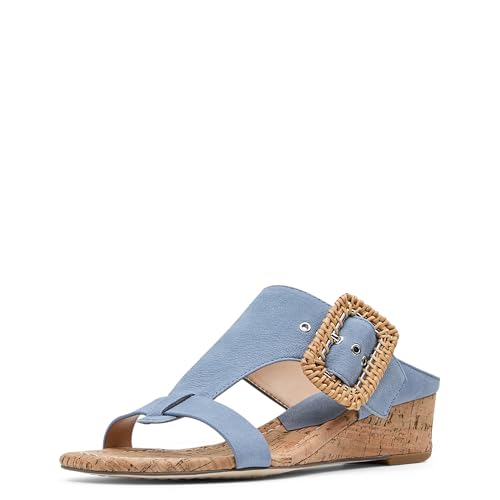 Donald Pliner Sandalias de cuña para mujer, sandalias de punta abierta, sandalias cómodas, cuñas de verano, sandalias de vestir, Denim - Antique Nubuc, 38.5 EU