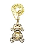 BLINGFACTORY Iced 38 BABY Young Boy Monkey Pendant 18' 20' 24' Cuban Rope Box Chain Necklace (20' Box Chain)