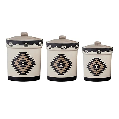 Paseo Road Chalet Aztec 3 Piece Ceramic Dinnerware Canister Set