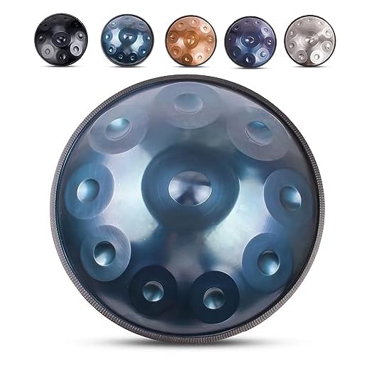 Principiante Tambor de Lengua Re menor 10 notas 58cm 432Hz/440Hz Handpan Drum de acero con bolsa de tambor Handpan, mazos y paño libre de polvo (Color : Blue, Size : 432Hz)