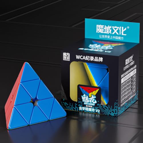 MoYu Cubing Classroom MofangJiaoshi Meilong 3x3 V2 Pirámide Pirámide Triángulo Rompecabezas Mágico Cubo Twist Toys Stickerless MF8857 + Cube Stand