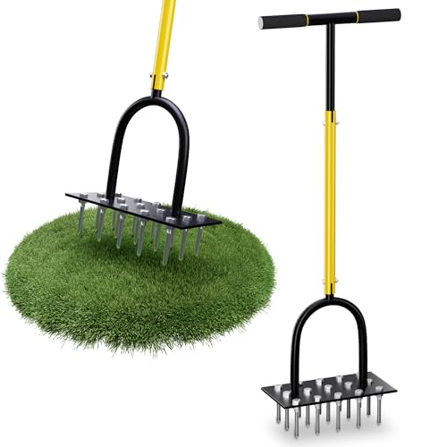 DACKZZM Rasenlüfter Eisen Rasenbelüfter 5CM Massiven Tine...