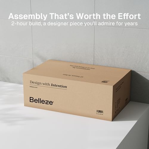 BELLEZE 65" Arched Sideboard with Glass Door, Accent Buffet Cabinet with Storage and Adjustable Shelves, Classic Modern Large Console Table for Dining Room Living Room Entryway (Camel) — view 7