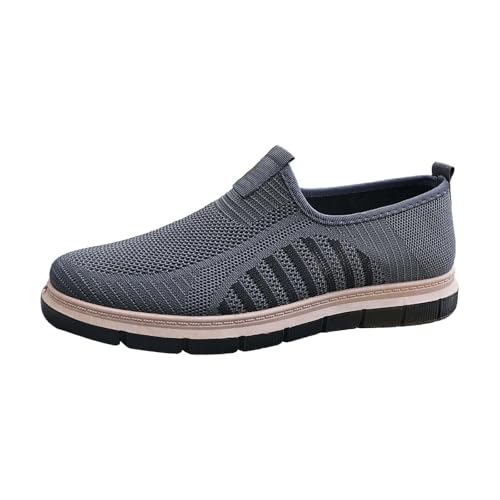 Zapatillas deportivas para hombre, sin cordones, informales, para barco, antideslizantes, de punto, ligeras, transpirables, de malla, para gimnasio, entrenamiento, con suela suave 1, gris, 38 2/3 EU