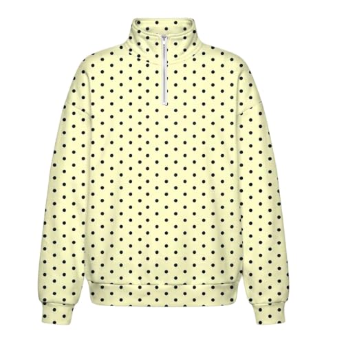 Polka Dot Sweatshirt for Women Mockneck Quarter Zip Sweatshirt No Hood - image 6