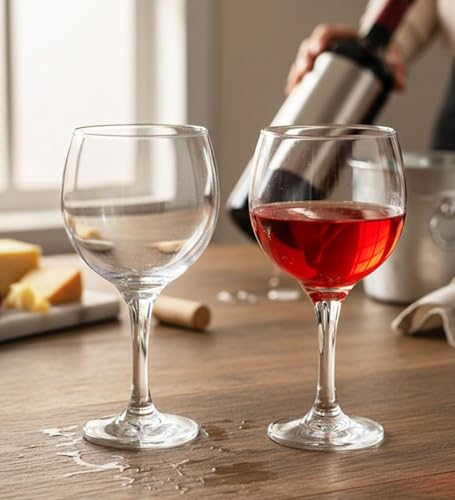 Image of Table & Tale Barone 490 ml Wine Glass Set of 2 from Brazil | Crystal Red & White Wine Glasses for Home, Bar, Parties | Elegant Stemware for Cabernet, Pinot Noir, Chardonnay & More