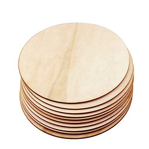 Newbested 10 Pack 8 Inch Unfinished Natural Wood Round Circle for DIY Crafts,Pyrography,Painting,Engraving,Home Decoration