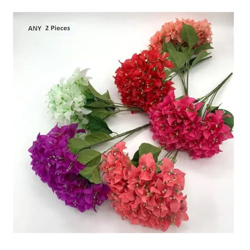 Image of SPHINX Artificial Bougainvillea 5 Heads Bunch Without Vase for Home Decor,Centerpieces, Christmas Decorations, Welcome Reception, Dinner Table decor Approx Height 50 cms- (2 Pieces, Mixed Colors)