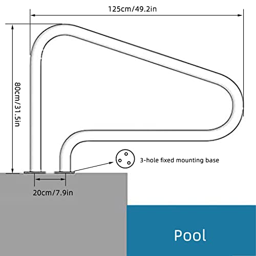 Barandal para piscina acero inoxidable 304 125x80 cm miniatura 6