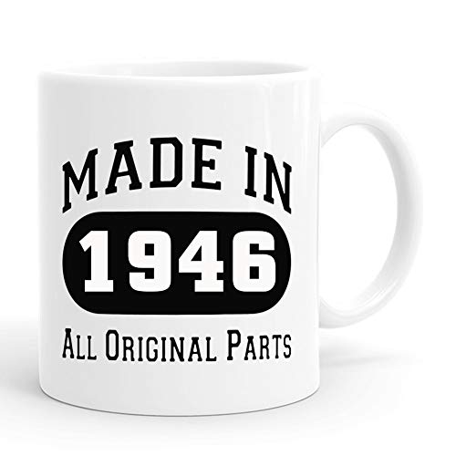 joey Made in 1946 All Original Parts Mug,74th Birthday Gifts for Women?Funny 1946 74 Year Old Birthday Gifts 11 oz Coffee Mugs for Her, Friend, Mom, Sister, Wife, Grandma, Coworker