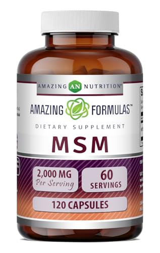 Amazing Nutrition Amazing Formula MSM (Methylsulfonylmethane) Supplement 2000mg Per Serving 120 Capsules Non-GMO Gluten Free Made in USA