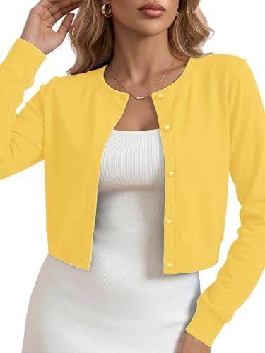 Image of Heymoments Women's Thin Shrugs Long Sleeve Lightweight Cropped Tops Open Front Cardigan for Dress S-2XL