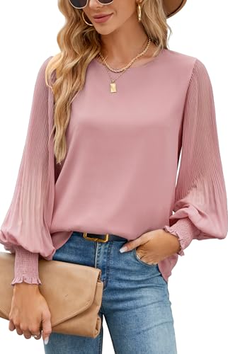 Odosalii Shirt Damen, Langarm Elegant Bluse, Chiffon Lässige Locker...