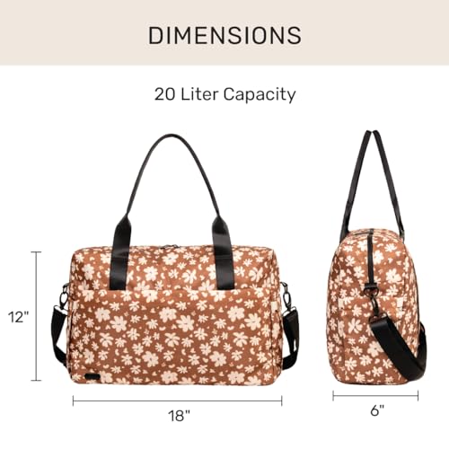 Image of Jadyn Austin Carry-On Travel Duffel Bag for Women, 18 inch Weekender Bag with Laptop Sleeve, Durable Material, and Trolley Sleeve, Ideal for Work, Gym, and Overnight Trips, Terracotta Blossom, 23L