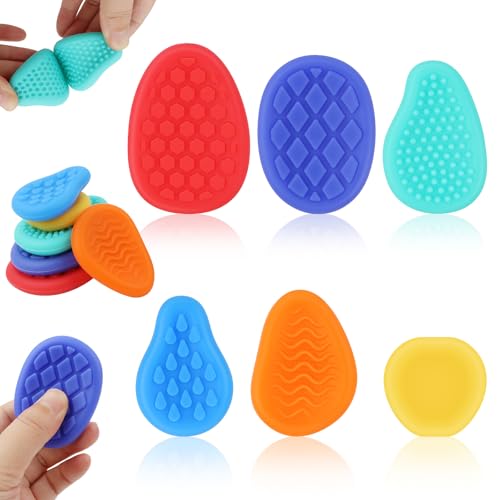 KMFYMPT 12 Pièces Fidget Toys Anti Stress, Jouets Sensoriels Silent, Pierre Sensorielle Silicone, Texturées Différentes Couleurs, Convient pour Soulager Le Stress et l'Anxiété à l'École et au Travail