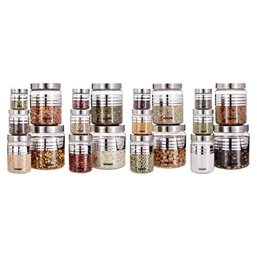 Amazon Brand - Solimo Plastic Container Set, 20-Pieces, Silver