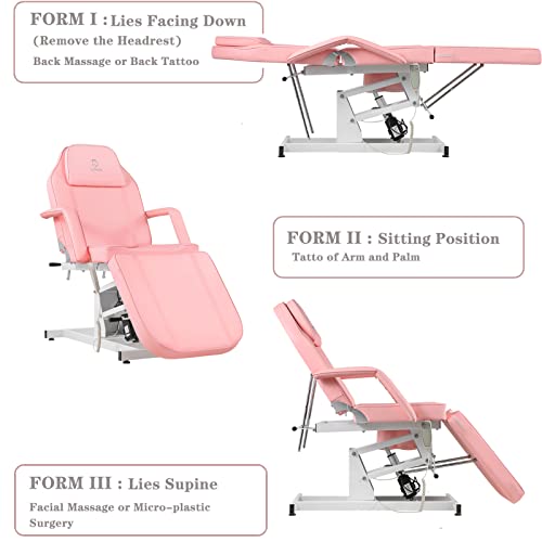 Luxmars Facial Chair Hydraulic Tattoo Chair Adjustable Height Swivel Beauty Spa Bed For Extensions Salon Chair With Hydraulic Stool Pink #TOP7