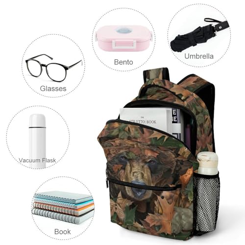 Bear Print Backpack Lightweight Large Teens Kids Camouflage Backpack for School Boys and Girls Bookbag with Adjustable Shoulder Straps3