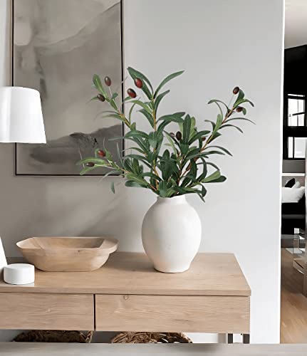 Annie&Panda 3 Pack Realistic Tall Artificial Olive Branch For Vases, Fake Greenery Faux Olive Stems For Vase Fake Olive Tree Branches Faux Eucalyptus Stems With Fruit 28 Inch For Home Wedding Decor #TOP1