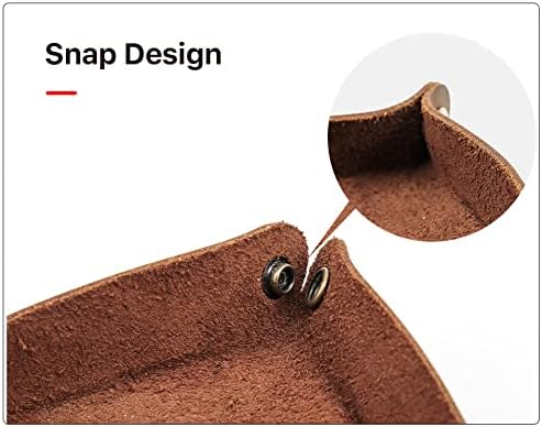 Miniatura 5 de Bandeja de valet de cuero plegable plana de cuero bandeja de cuero organizador para cartera, reloj, llaves, almacenamiento de monedas