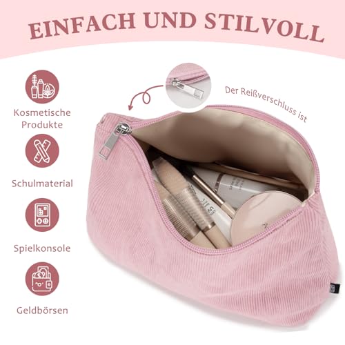 GASSDA Handtasche Damen Groß Shopper Tasche Damen Cord Tasche Tote Bag mit Reißverschluss für Arbeit Einkaufen Fitness Reisen (A-Blassrosa)