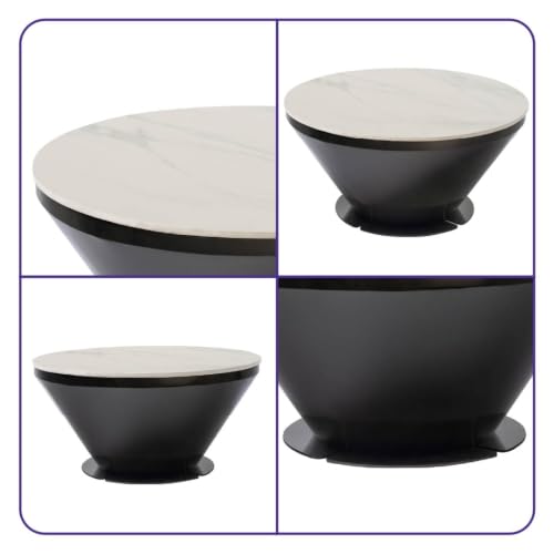 Image of Wakefit Espresso Big Coffee Table I Marble Finish I Vitrified Tile Top I Alaska White