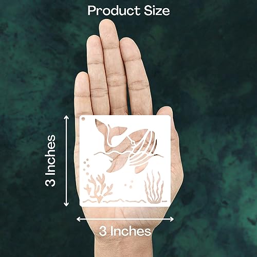 CrafTreat Reusable Sea Animals Set Stencils 3X3 Inch (36pcs) for Painting on Wood Canvas, Paper, Fabric, Floor, Wall, Tile - Image 3