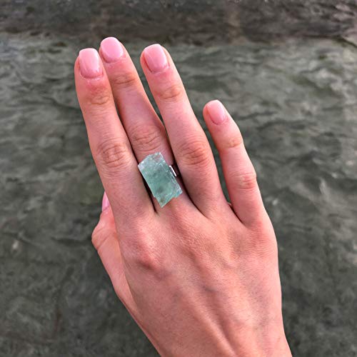 Madeva Evgoaquamarine Ring Silver Raw Crystal Ring Aqua Marine Gemstone Calcite Handmade Natural Mineral 925 Sterling Silver Aquamarine Rings By Madeva Dailymail