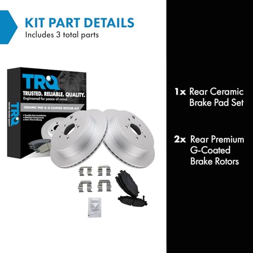 Image of TRQ Rear Brake Pad and Rotor Set Ceramic Coated Rotors Compatible with 2010-2014 Subaru Legacy 3.6R Limited 2010-2013 Legacy 3.6R 2010-2012 Premium