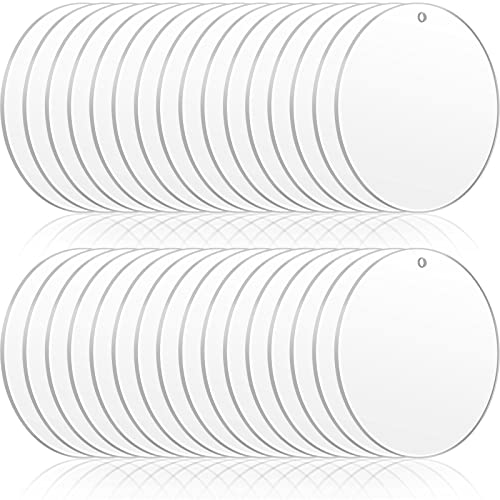Acrylic Keychain Blanks 0.06 Inch Thick Acrylic Circles Clear Disc Ornaments Blanks with Hole Acrylic Transparent Circle Discs for DIY Keychain and Craft Projects Supplies (5 Inch)