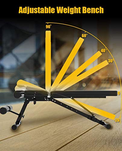 Weight Bench Adjustable, Strength Training Bench for Full Body Workout with Fast Folding- Black(Ships from US)