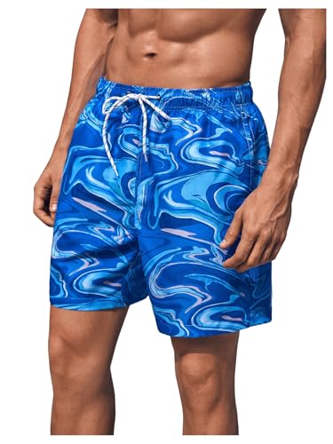 Floerns Men's Swim Trunks Floral Print Swimwear Drawstring Waist Board Shorts3