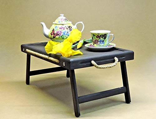 Wooden Bed Tray Table with Folding Legs Foldable Serving Portable Laptop Tray Snack Tray Breakfast Table Bed Table Drawing Table breakfast table