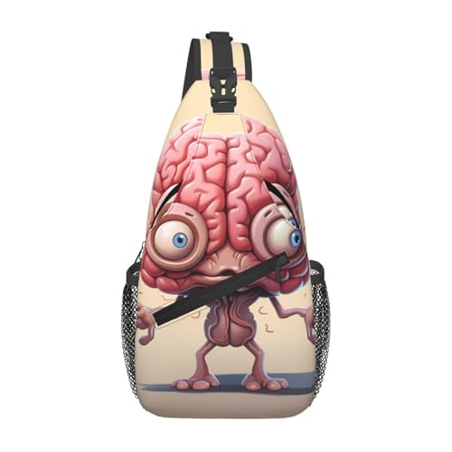 Sac de poitrine croisé noir imprimé cerveau humain en taille unique