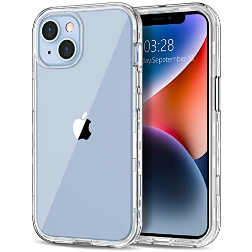 Anuck Case For Iphone 14 Case 6.1 Inch, Crystal Clear Heavy Duty Defender Phone Case 3 Layer Shockproof Full-Body Protective Case Hard Pc Shell & Soft Tpu Bumper Cover For Women Girls, Clear #TOP15