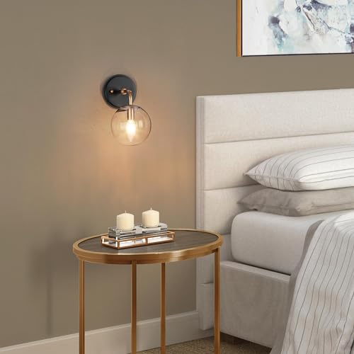 Image of KSANA Black Gold Wall Sconces, 1-Light Globe Sconces Wall Lighting with Seeded Glass Shade, Modern Bathroom Wall Sconce Light Fixtures for Kitchen, Bedrooms, Hallway, Powder Room